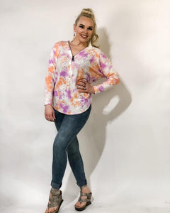 Pastel Tie-Dye Dolman Zipper Top