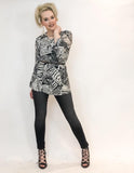 Liger Print Bell Sleeve Blouse