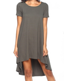 Short Sleeve High-Low Dress - 3 Colors