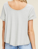 V-Neck Tee W/Slightly Uneven Hem