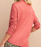 Brick Knit Tie-Front Button Down Blouse