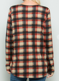 Plaid Surplice Knit Top - 2 Colors