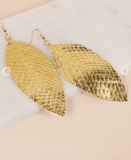 Feather Snake Print Leather Dangling Earrings - 3 Colors