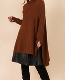 Brown Cashmere Loose Fit Hi-Low Knit Top Dress