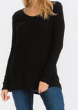 Waffle Knit Long Sleeve Top - 3 Colors
