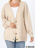 Oversized Button Down Melange Sweater - 4 Colors