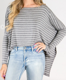 Long Sleeve Striped High-Low Top