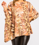 Brushed Abstract Print Poncho