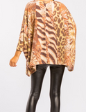 Brushed Abstract Print Poncho