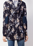 Floral Elbow Patched Hoodie