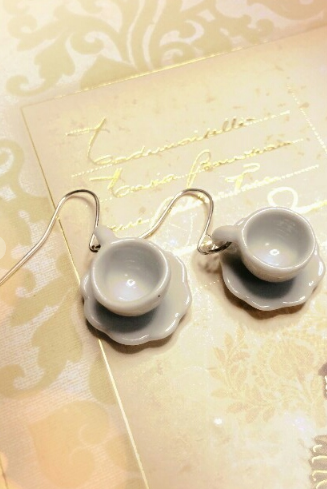 Porcelain Cup Saucer Earrings