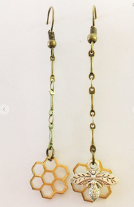 Elegant Gold Honeybee Dangling Earrings