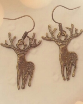 Antique Bronze Stag Earrings
