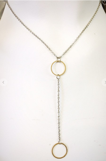 Silver/Gold Hoops Lariat Necklace