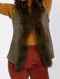 Fox Fur & Suede Vest - 2 Colors