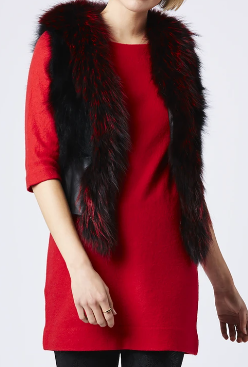 Red Fox Fur & Leather Vest