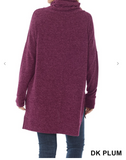 Brushed Melange Funnel Neck Side-Slit Sweater - 4 Colors