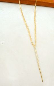 Bead Necklace W/Long Metal Bar - 2 Colors