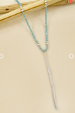 Bead Necklace W/Long Metal Bar - 2 Colors