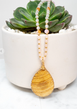 Tear Drop Natural Stone Pendant Necklace - 2 Colors