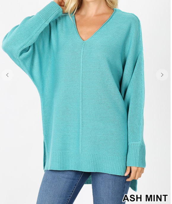 Ribbed Trim Sweater - 2 Colors
