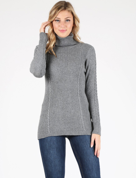 Cashmere Ribbed Knit Waist Length Sweater