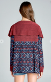 Open-Front Cardigan with Tribal Print