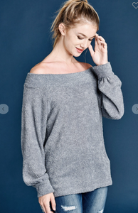 Knit Off Shoulder Sweater - 2 Colors