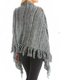 Ribbed Button Poncho - 3 Colors