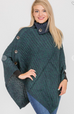 Button Detail Two - Tone Knit Poncho - 6 Colors