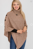 Button Detail Two - Tone Knit Poncho - 6 Colors