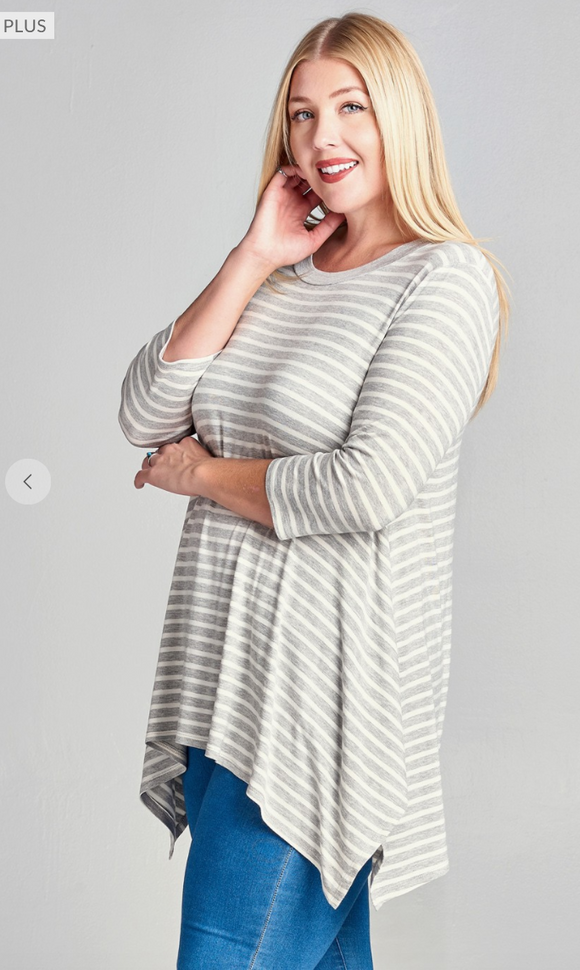 Striped Trapeze Tunic Top with an Open Back Detail