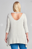 Striped Trapeze Tunic Top with an Open Back Detail