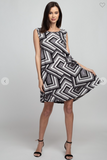 Boat Neck Sleeveless Geometric Dress - 2 Colors