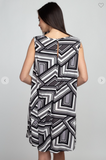 Boat Neck Sleeveless Geometric Dress - 2 Colors