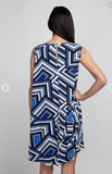 Boat Neck Sleeveless Geometric Dress - 2 Colors