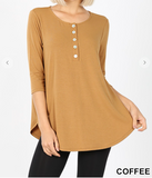 Long Sleeve Dolphin Hem Shell Button Top - 6 Colors finale sale