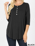Long Sleeve Dolphin Hem Shell Button Top - 6 Colors finale sale