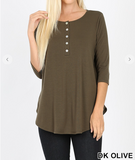 Long Sleeve Dolphin Hem Shell Button Top - 6 Colors finale sale