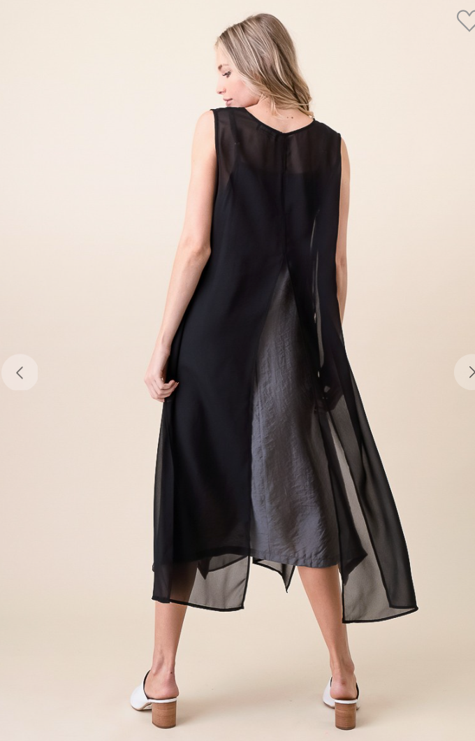 Long Chiffon Vest With Side and Back Slits