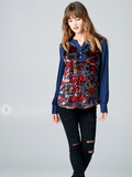 Floral Velvet Burn-Out Blouse