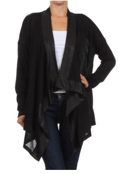 Draped Cardigan With Shoulder Zipper Detail