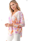 Pastel Tie-Dye Dolman Zipper Top