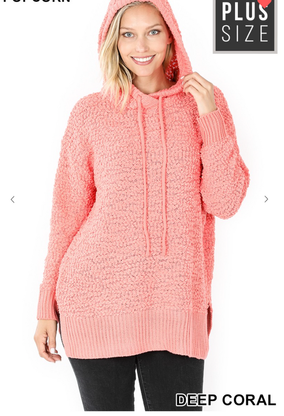 Hooded Popcorn Sweater - 2 Colors