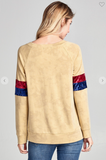 Long Sleeve Eagle Graphic Top with Velvet Stripes