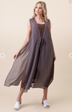 Long Chiffon Vest With Side and Back Slits - 2 Colors
