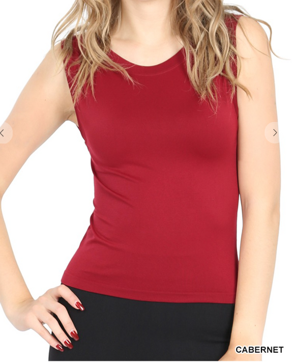 Cropped Seamless Round Neck Tank - 5 Colors