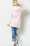 Blush Stripe Kangaroo Pocket Long Hoodie