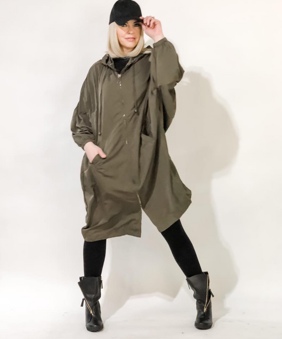 Long Hoodie Jacket with Pockets- 2 Colors