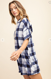 Plaid Hoodie Pocketed Knit Top